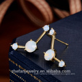 fashion women earring, new designs gold earring, flower shape zircon 18k gold plated earring JWE2476B